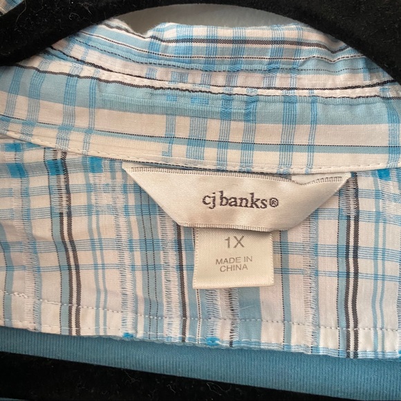 CJ Banks Blue Collared Button Shirt - Picture 3 of 4